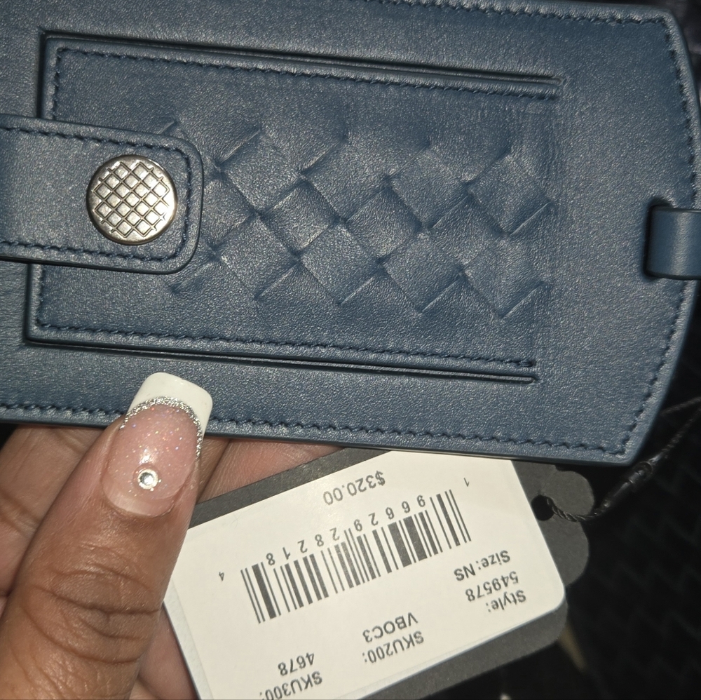 Bottega Woven Navy Blue Top Handle Vintage Handbag with New Luggage Tag - Picture 2 of 3